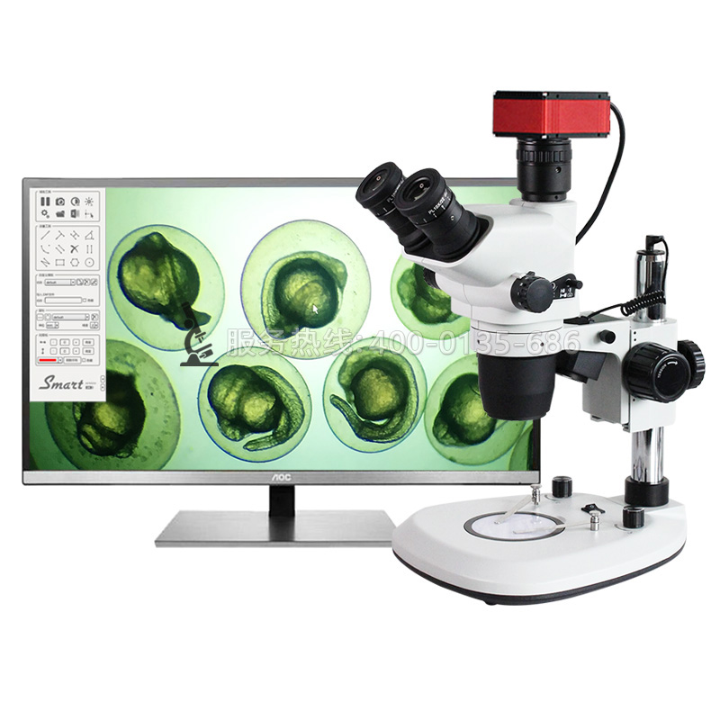 SRZ870A-4KR科研級高清4K<font color='red'>連續(xù)變倍體視顯微鏡</font>6.7-45X光學數(shù)碼放大胚胎斑馬魚觀察可接顯示器